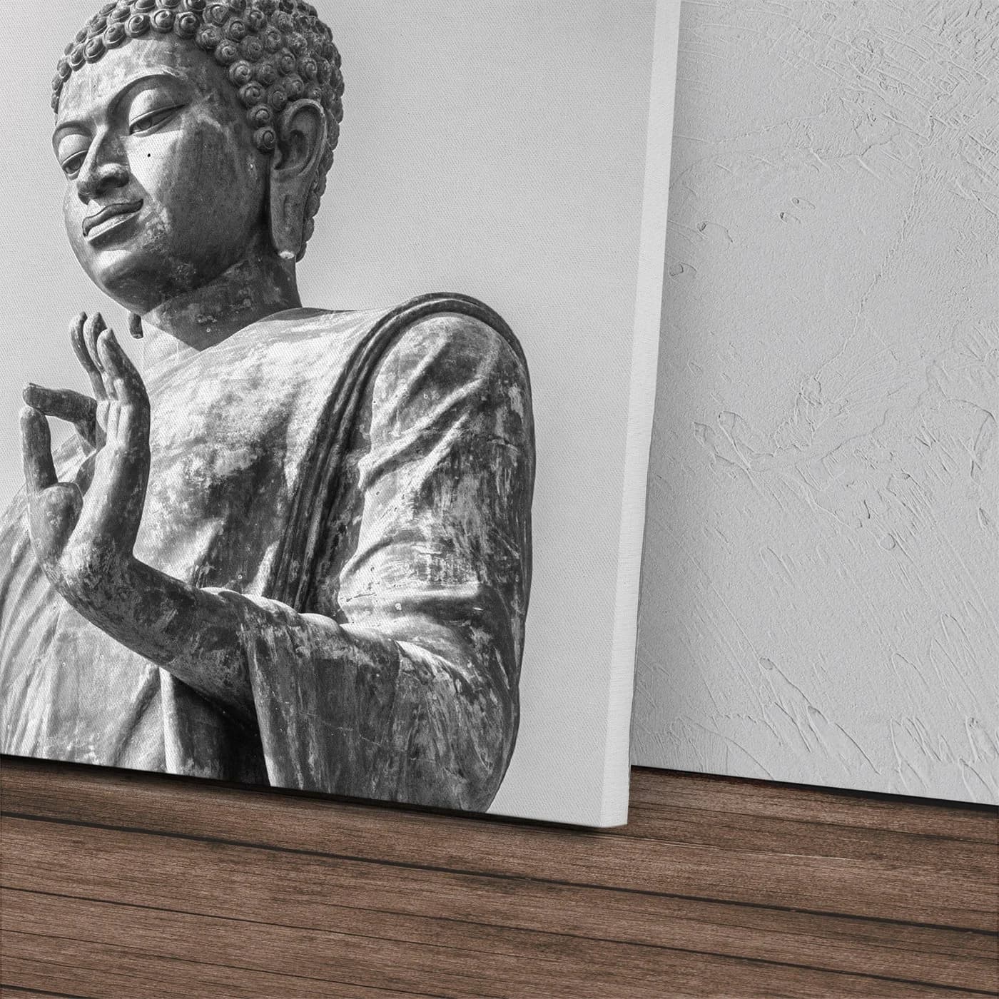 Sinus Art Leinwandbild Buddhastatue Schwarz-Weiß Modern