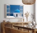 Sinus Art Leinwandbild Santorini Blau Moderner Fine Art Print Bild 1