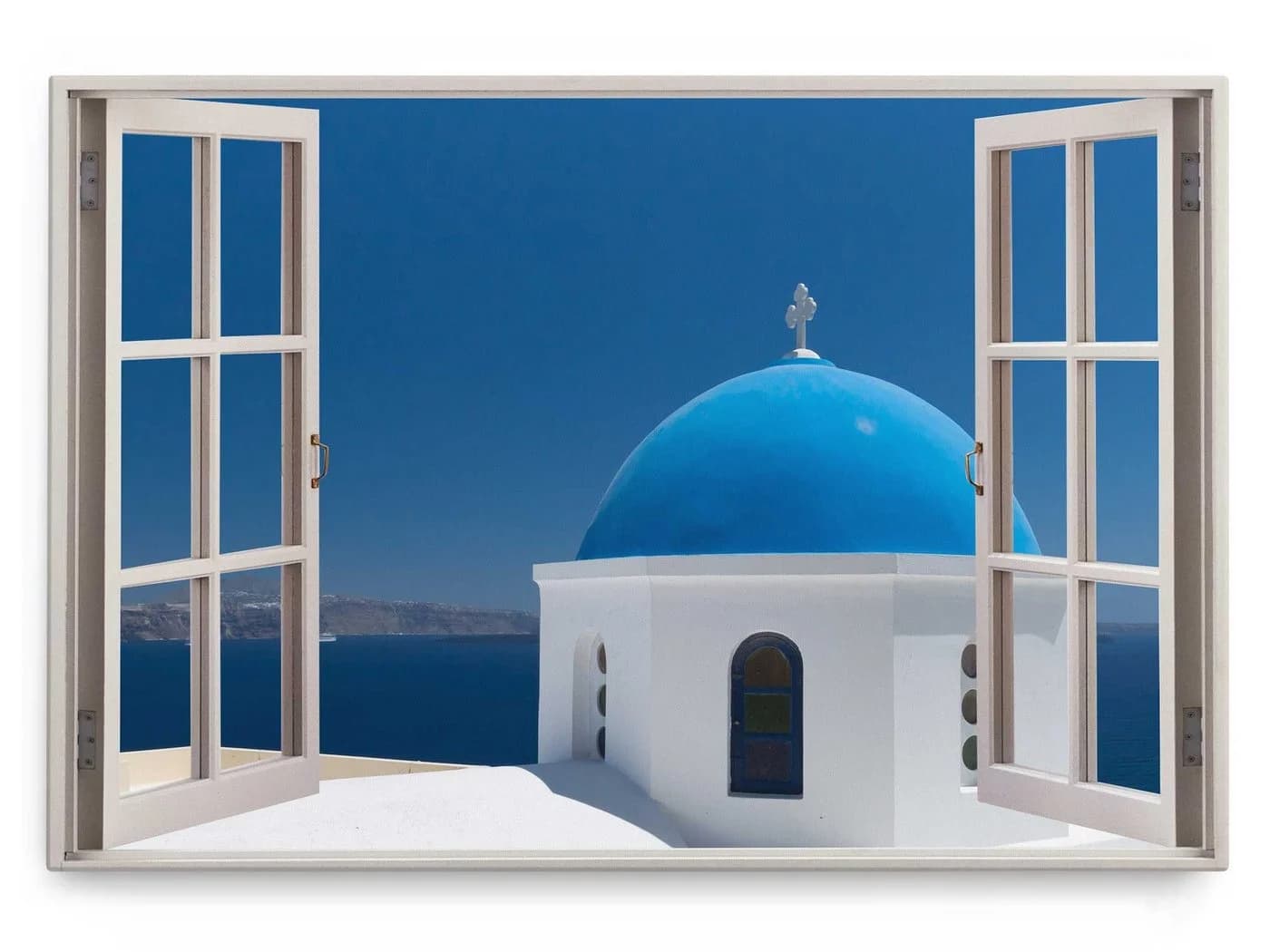 Sinus Art Leinwandbild Santorini Blau Moderner Fine Art Print - Bild 2