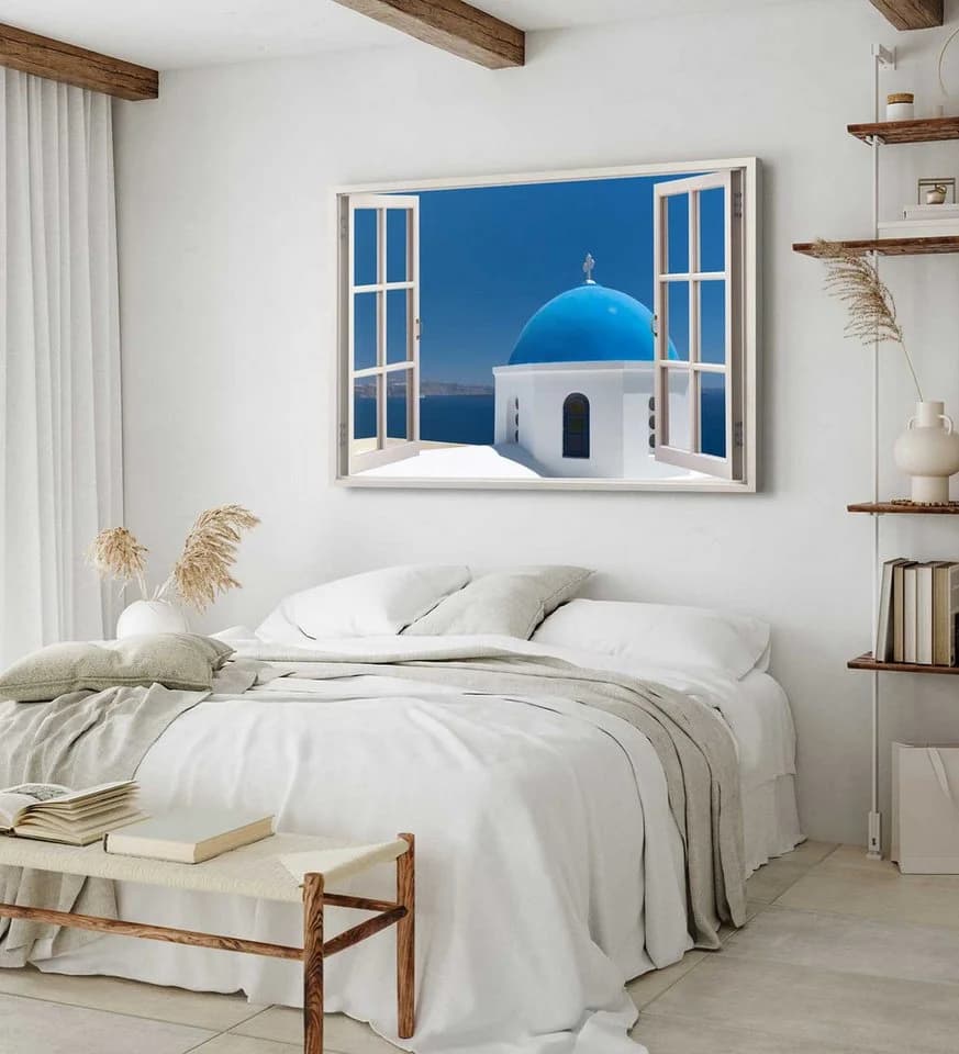 Sinus Art Leinwandbild Santorini Blau Moderner Fine Art Print - Bild 4