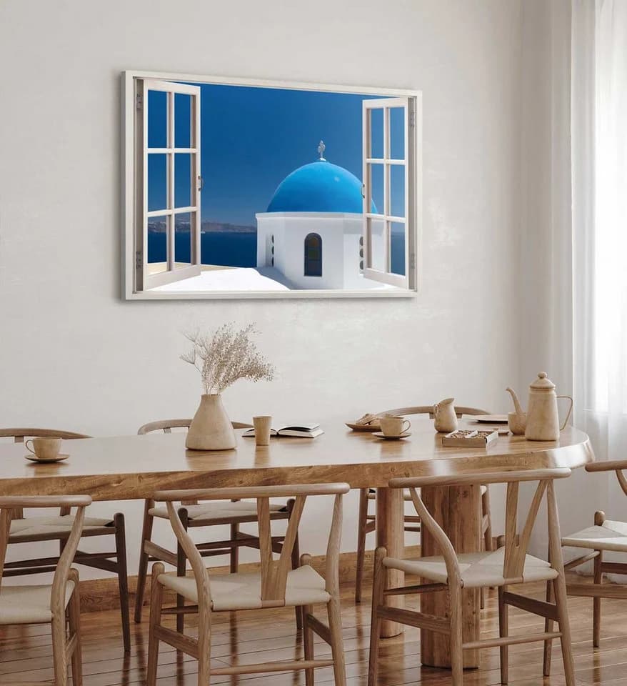 Sinus Art Leinwandbild Santorini Blau Moderner Fine Art Print - Bild 5