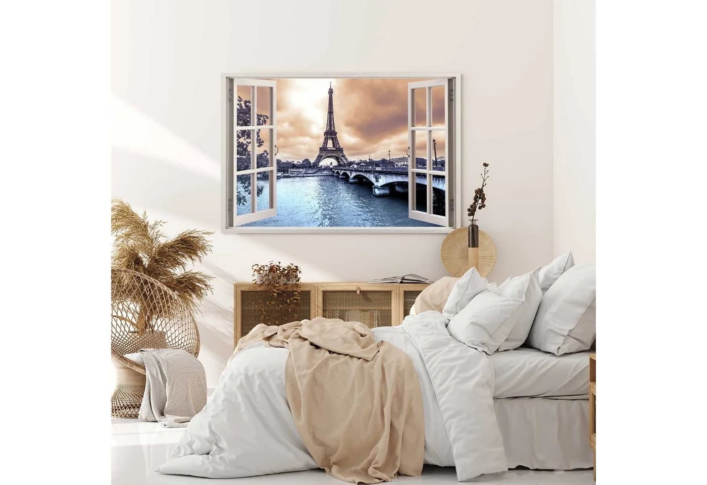 Sinus Art Leinwandbild Paris Eiffelturm Kanal Brücke 120x80cm - Bild 3