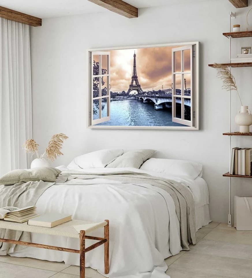 Sinus Art Leinwandbild Paris Eiffelturm Kanal Brücke 120x80cm - Bild 4