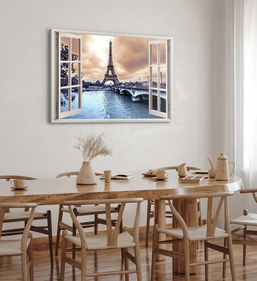 Sinus Art Leinwandbild Paris Eiffelturm Kanal Brücke 120x80cm - Bild 5