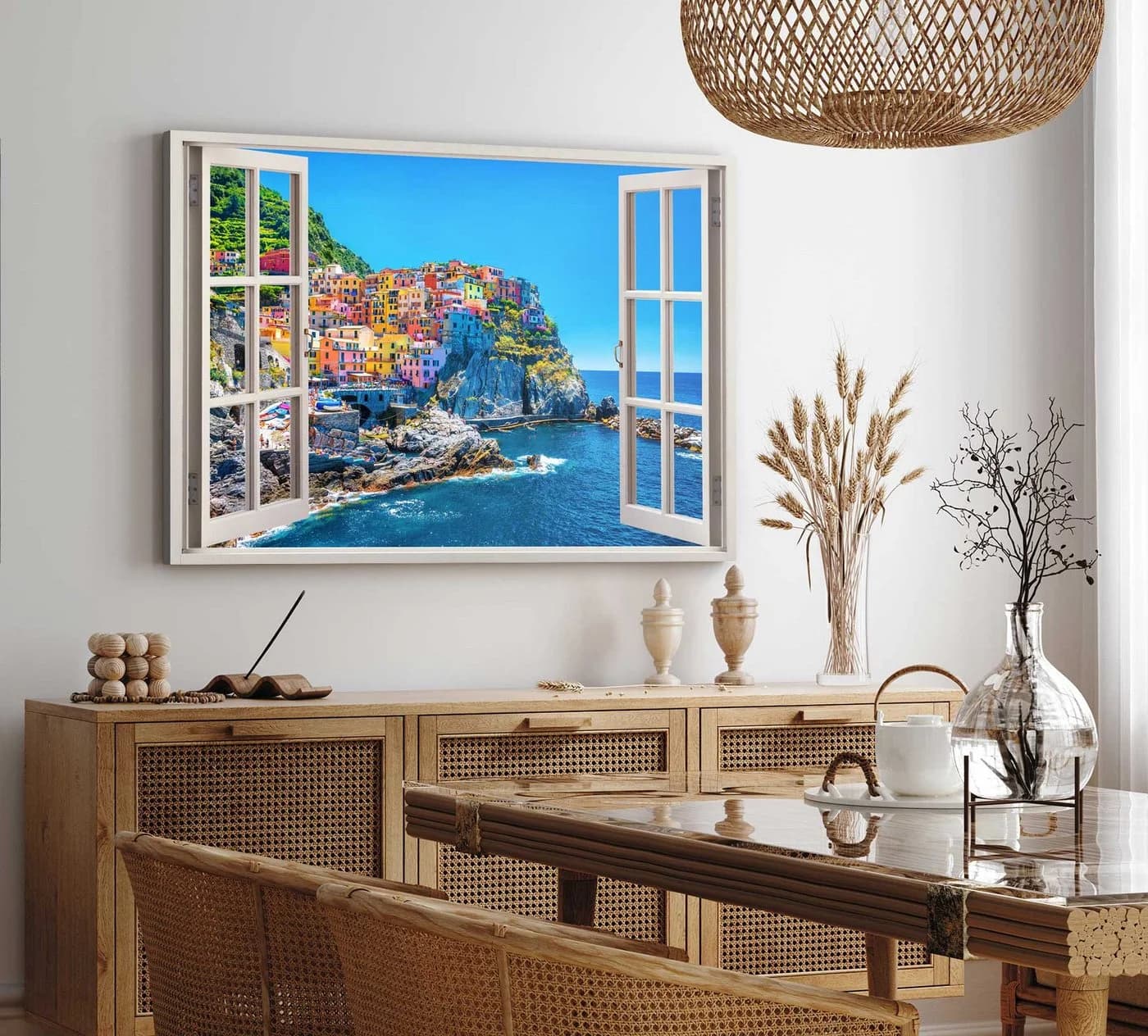 Sinus Art Leinwandbild Amalfi-Küste Blau 120x80cm
