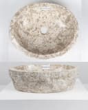 wohnfreuden Aufsatzwaschbecken Erosi Marmor 50 cm creme oval Bild 1