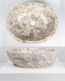 wohnfreuden Aufsatzwaschbecken Erosi Marmor 50 cm creme oval Bild 3