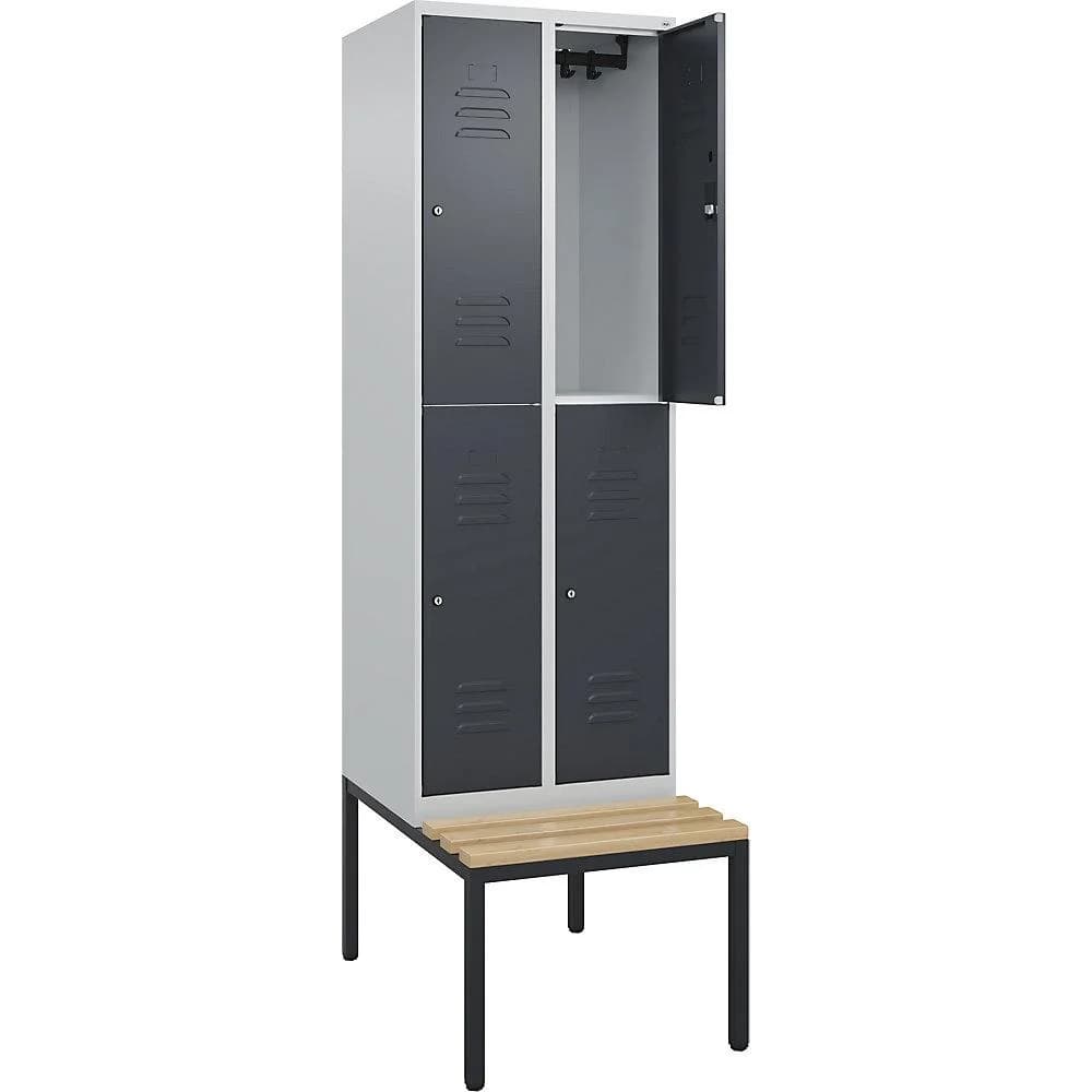 C+P Doppelstock-Spind Classic PLUS Sitzbank Grau Stahl