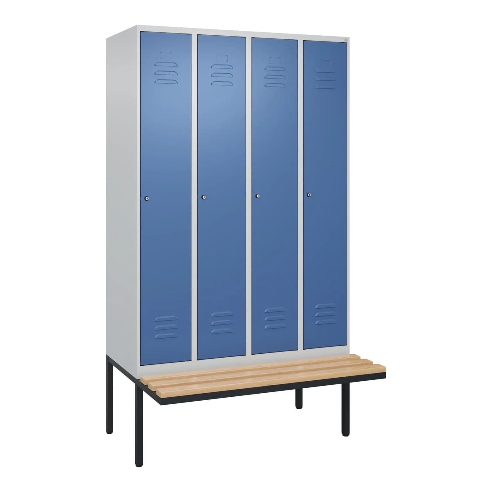 C+P Spind Classic PLUS Garderobenbank 4 Abteile Stahl Buche