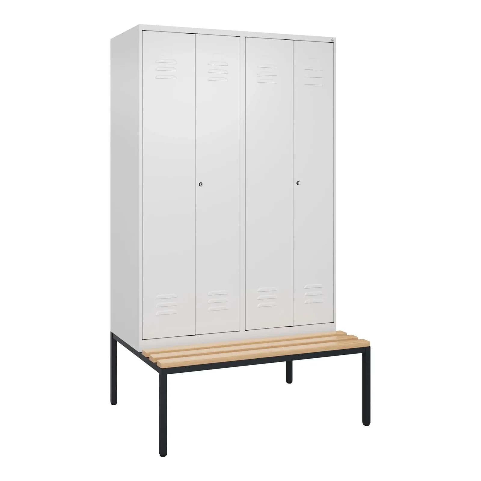 C+P PSA Doppel-Spind Classic PLUS Garderobe mit Sitzbank 4 Abteile