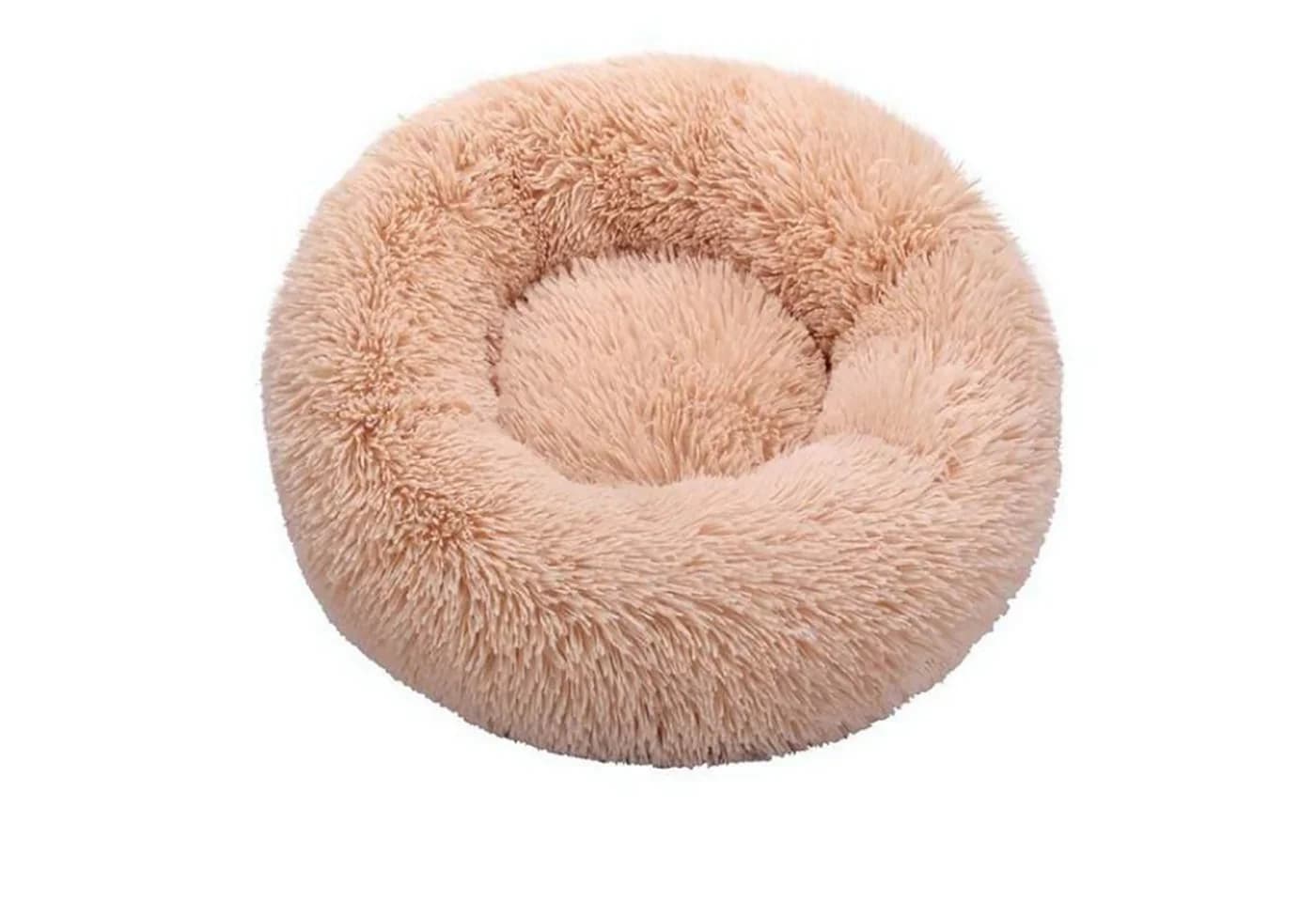 TPFLiving Hundekorb Rund aus Baumwolle Beige/Bunt Flauschig