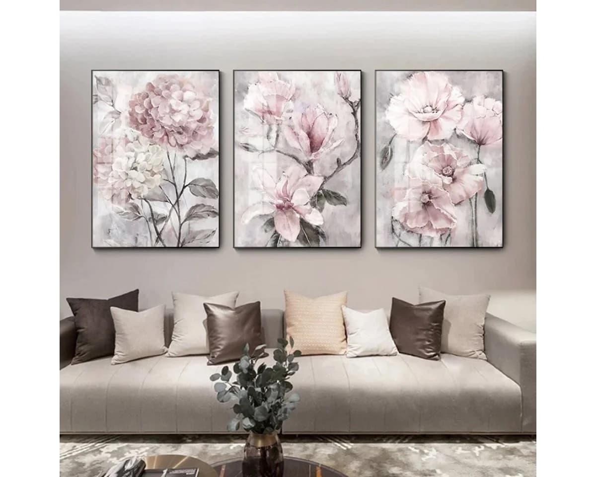 TPFLiving Leinwand Kunstdruck Rosa Blumen ohne Rahmen - Bild 2