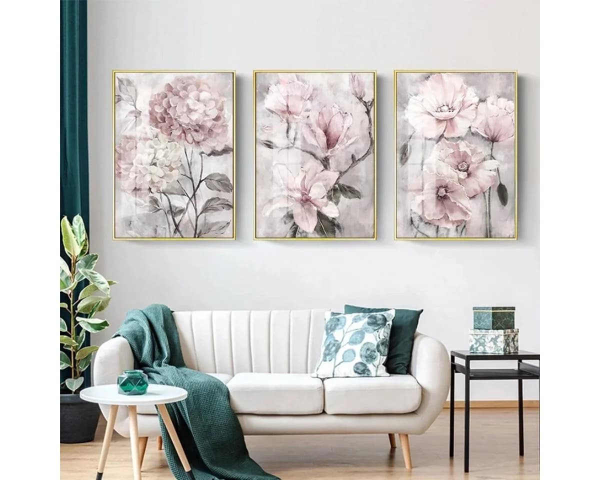 TPFLiving Leinwand Kunstdruck Rosa Blumen ohne Rahmen - Bild 3