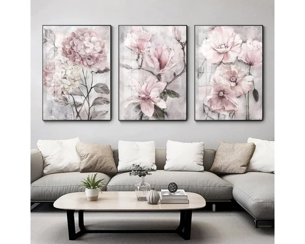 TPFLiving Leinwand Kunstdruck Rosa Blumen ohne Rahmen - Bild 4