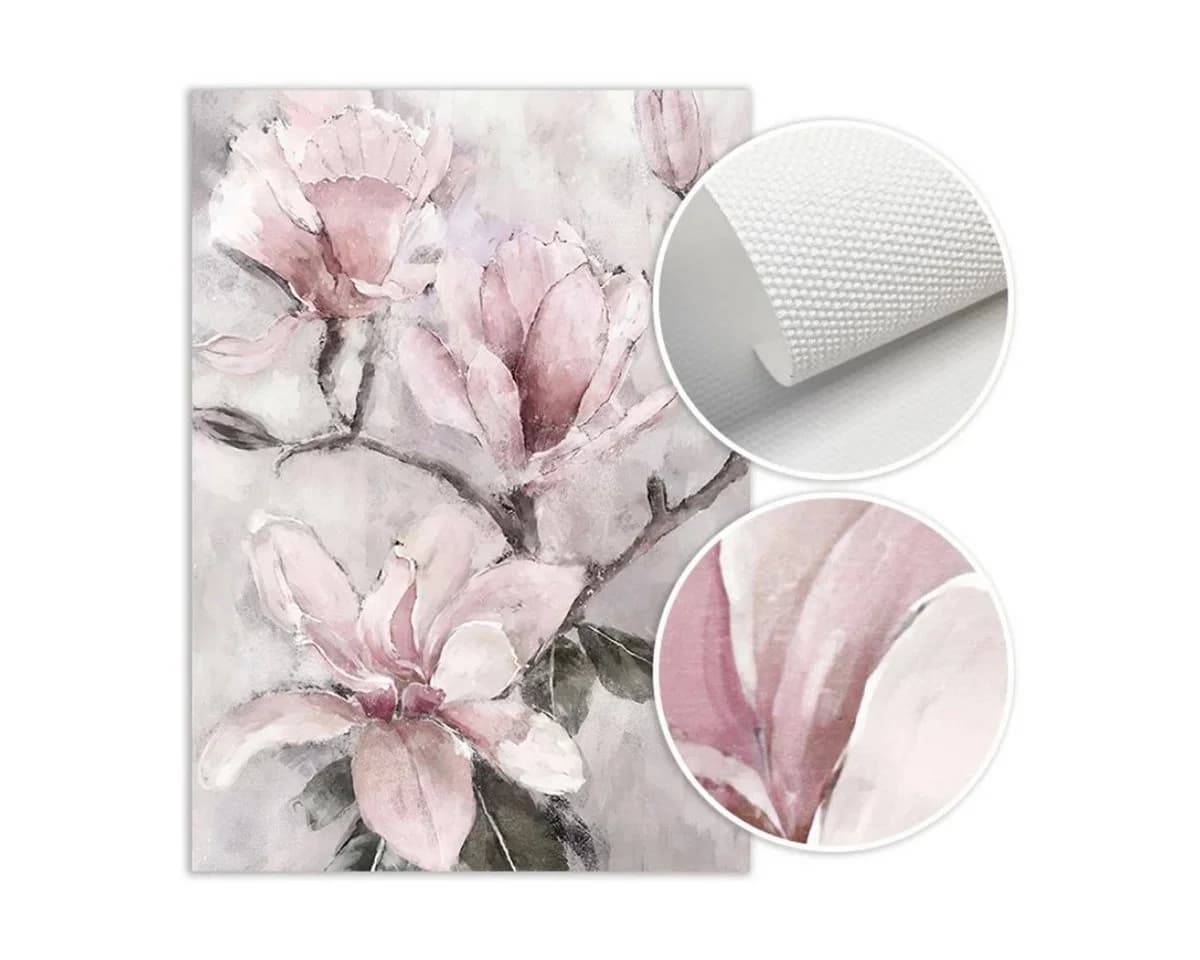 TPFLiving Leinwand Kunstdruck Rosa Blumen ohne Rahmen - Bild 5