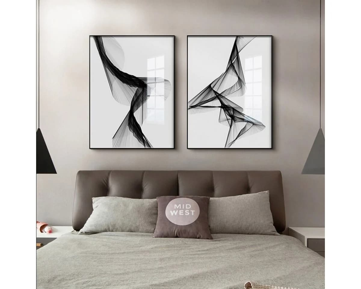 TPFLiving Kunstdruck Leinwand Nordic Art Abstrakt Schwarz Weiss - Bild 4