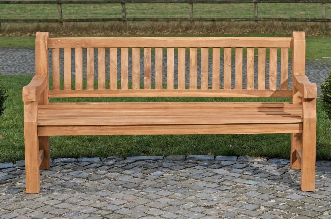 TPFGarden Gartenbank Jacky Massivholz Teak Sprossen-Design
