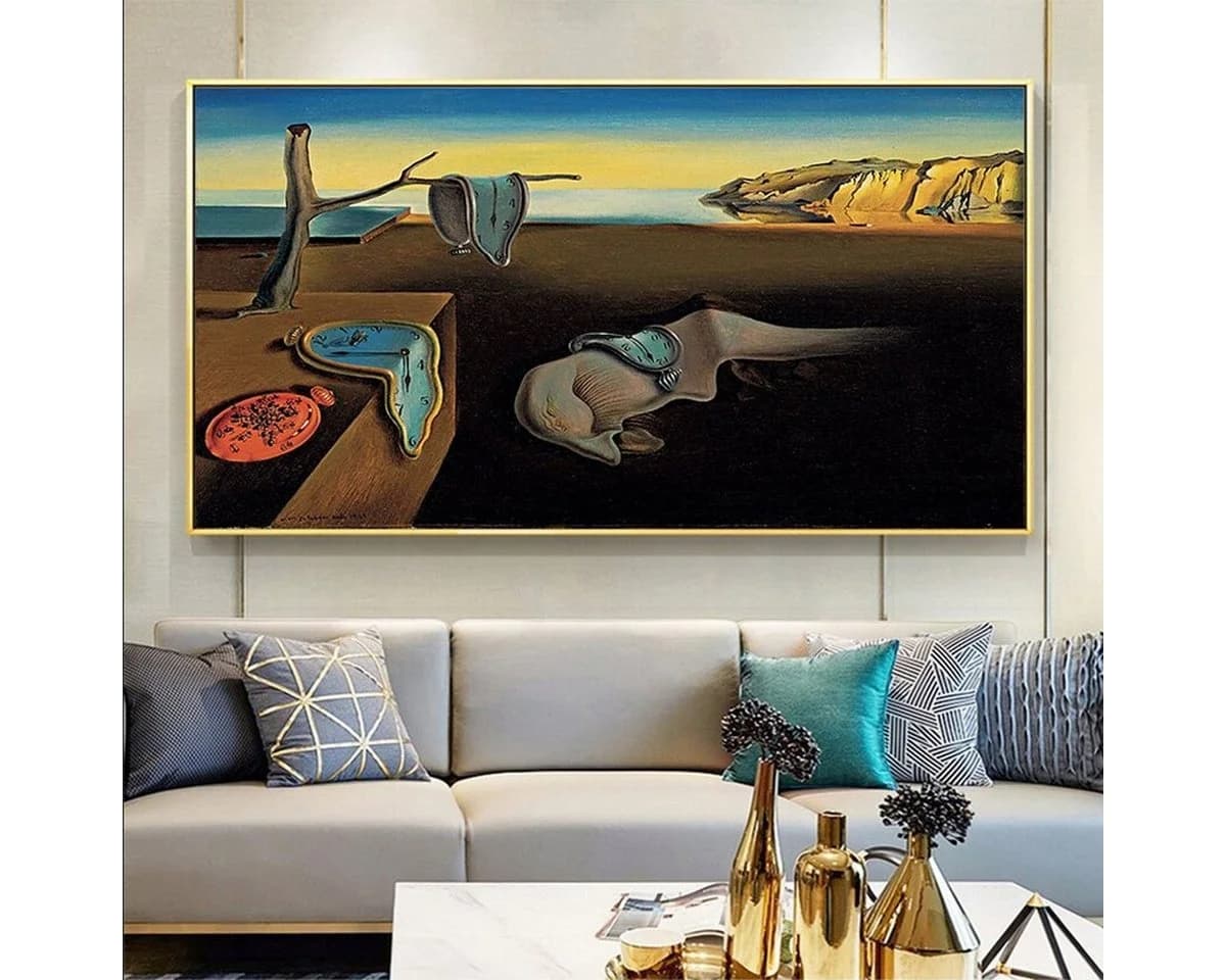 TPFLiving Kunstdruck Leinwand Salvador Dali Blau Gelb Braun - Bild 3