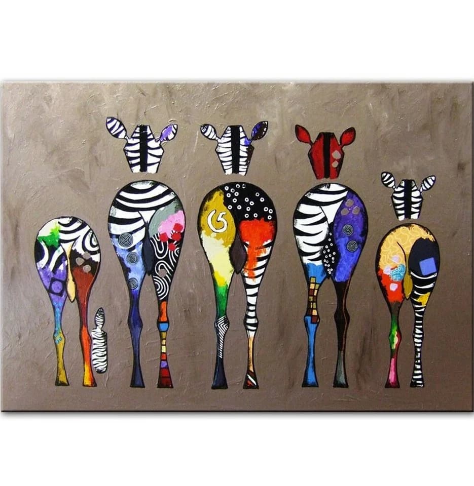 TPFLiving Leinwand-Kunstdruck Bunte Zebras Abstrakt - Bild 2