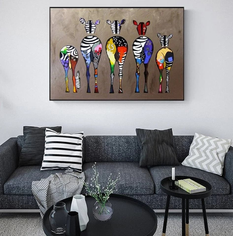 TPFLiving Leinwand-Kunstdruck Bunte Zebras Abstrakt - Bild 5