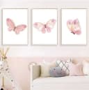 TPFLiving Leinwand-Kunstdruck Rosa Schmetterlinge Pastell Bild 1