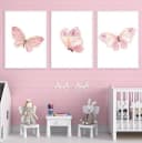 TPFLiving Leinwand-Kunstdruck Rosa Schmetterlinge Pastell Bild 3