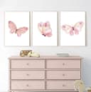 TPFLiving Leinwand-Kunstdruck Rosa Schmetterlinge Pastell Bild 4
