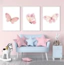 TPFLiving Leinwand-Kunstdruck Rosa Schmetterlinge Pastell Bild 5