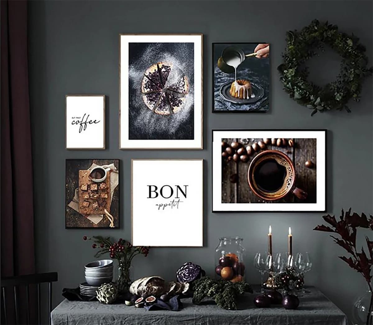 TPFLiving Leinwand Kunstdruck Guten Appetit Braun Schwarz Weiß