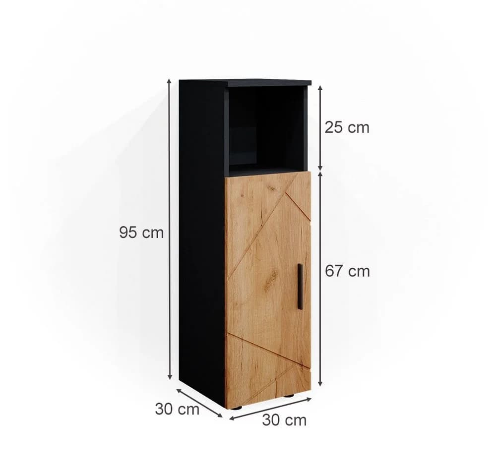Vicco Midischrank Irma Anthrazit/Goldkraft Eiche 3 Fächer 1 Tür - Bild 4