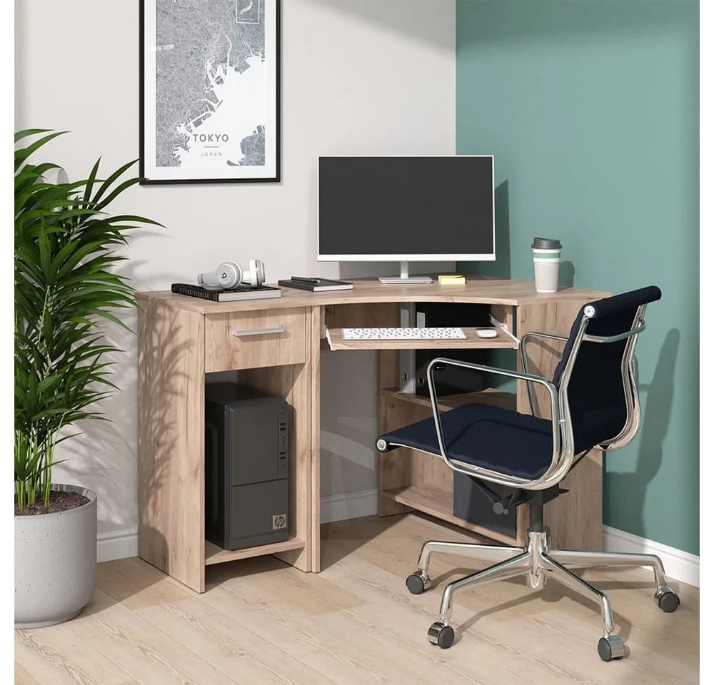 Vicco Eckschreibtisch Odin L-Form mit Tastaturablage Braun - Bild 3