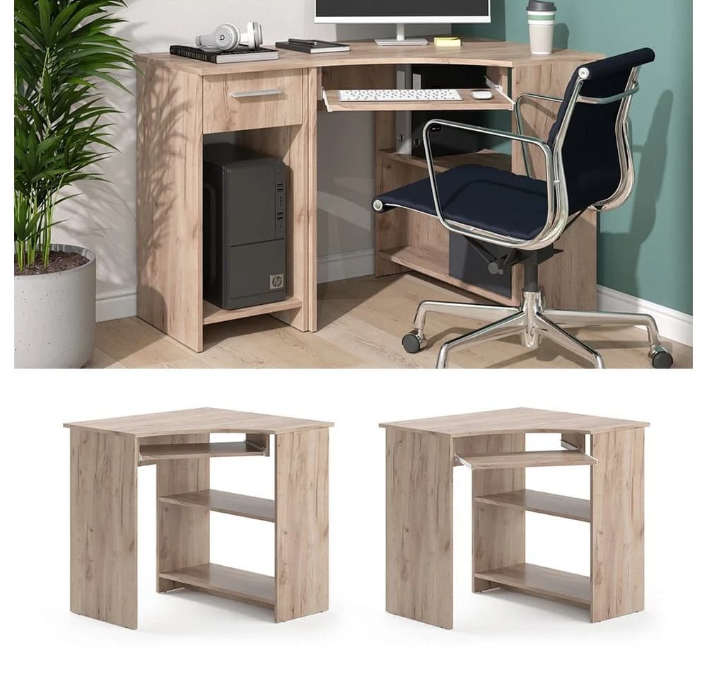 Vicco Eckschreibtisch Odin L-Form mit Tastaturablage Braun - Bild 4