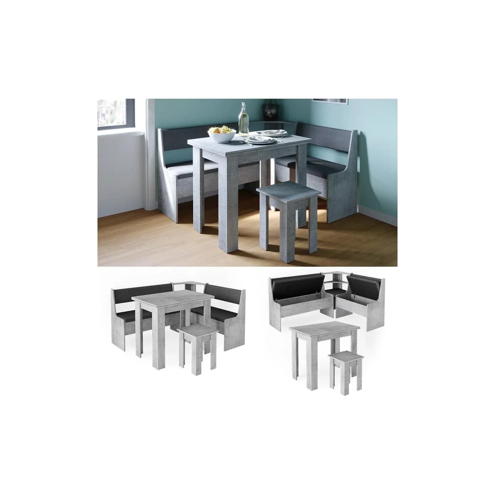Vicco Sitzgruppe Roman 5-tlg. mit ausziehbarem Tisch