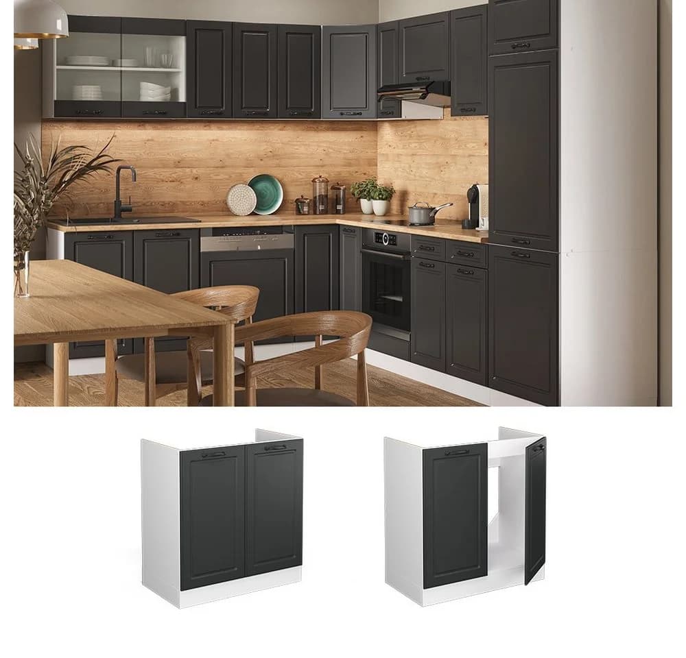 Vicco Spülenunterschrank R-Line Landhaus Weiß-Anthrazit - Bild 4
