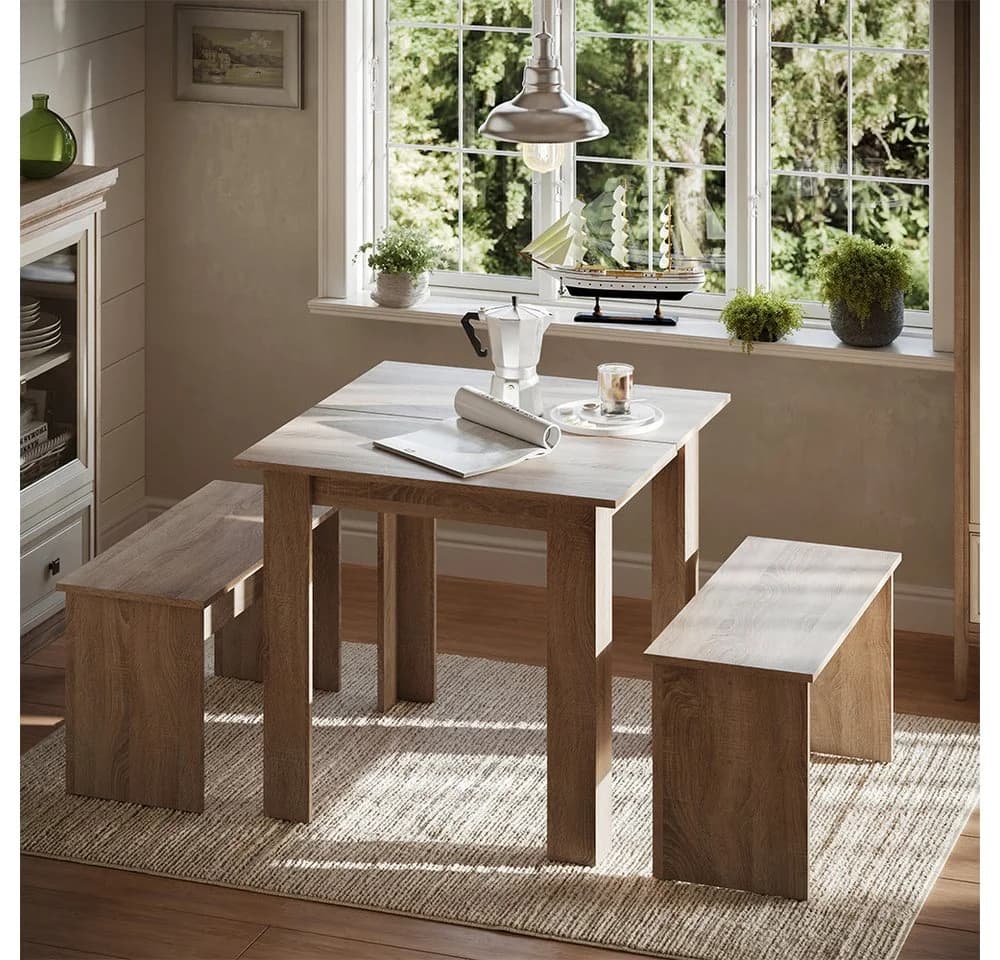 Vicco Essgruppe Sentio 3-tlg. mit 2 Bänken Sonoma - Bild 3
