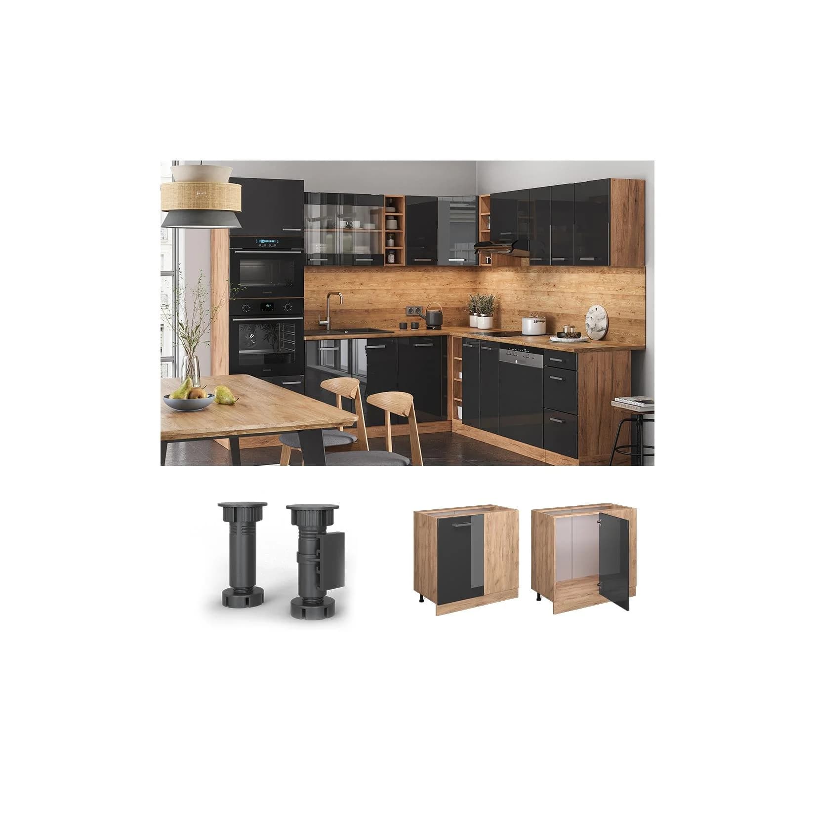 Vicco Eckunterschrank R-Line Eiche Anthrazit Küchenschrank