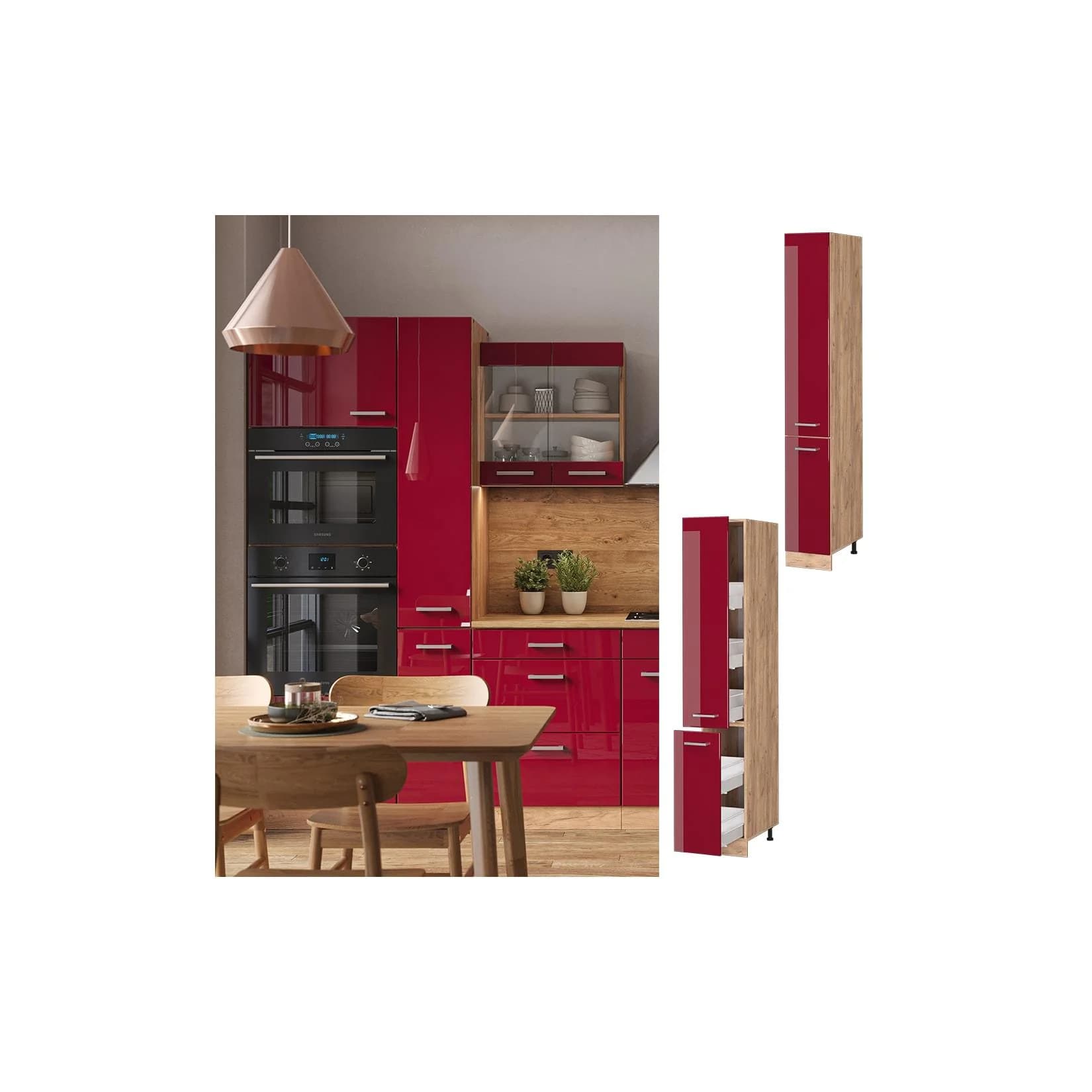 Vicco Apothekerhochschrank R-Line 30 cm Eiche Bordeaux