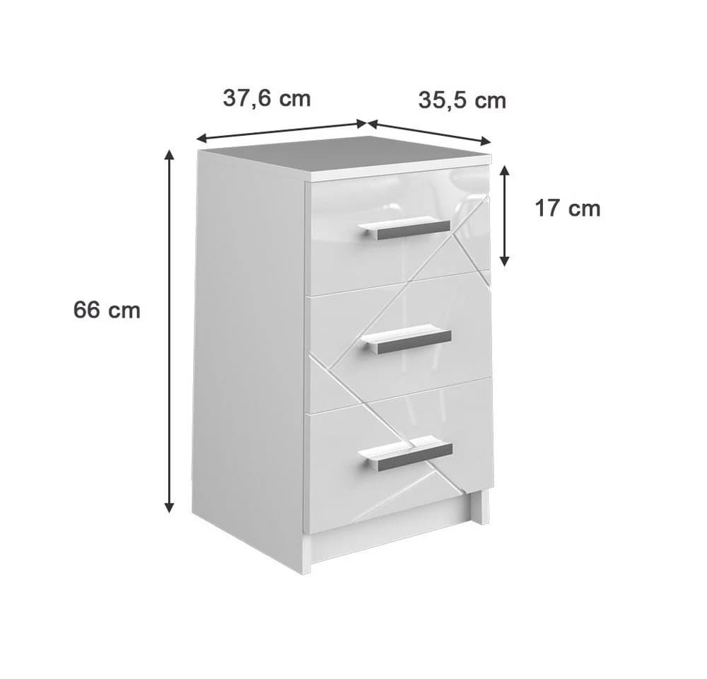 Vicco Nachtschrank Irma Weiß Hochglanz mit Schublade - Bild 5