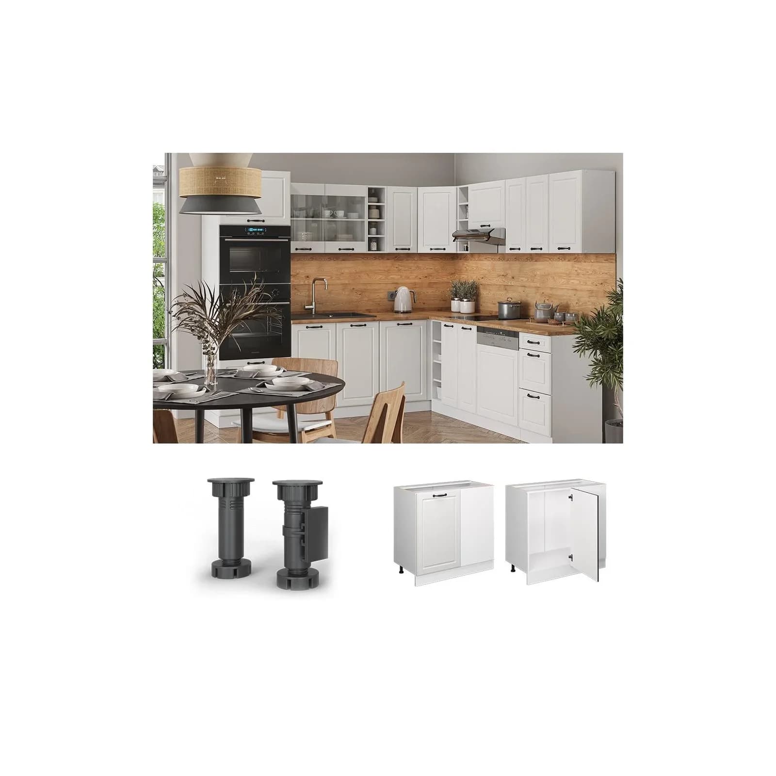 Vicco Eckunterschrank R-Line Weiß Landhaus Küchenschrank