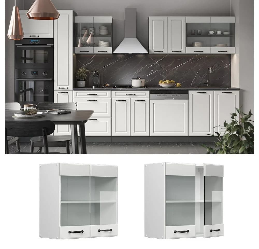Vicco Hängeglasschrank Küchenschrank R-Line Landhaus Weiß - Bild 2