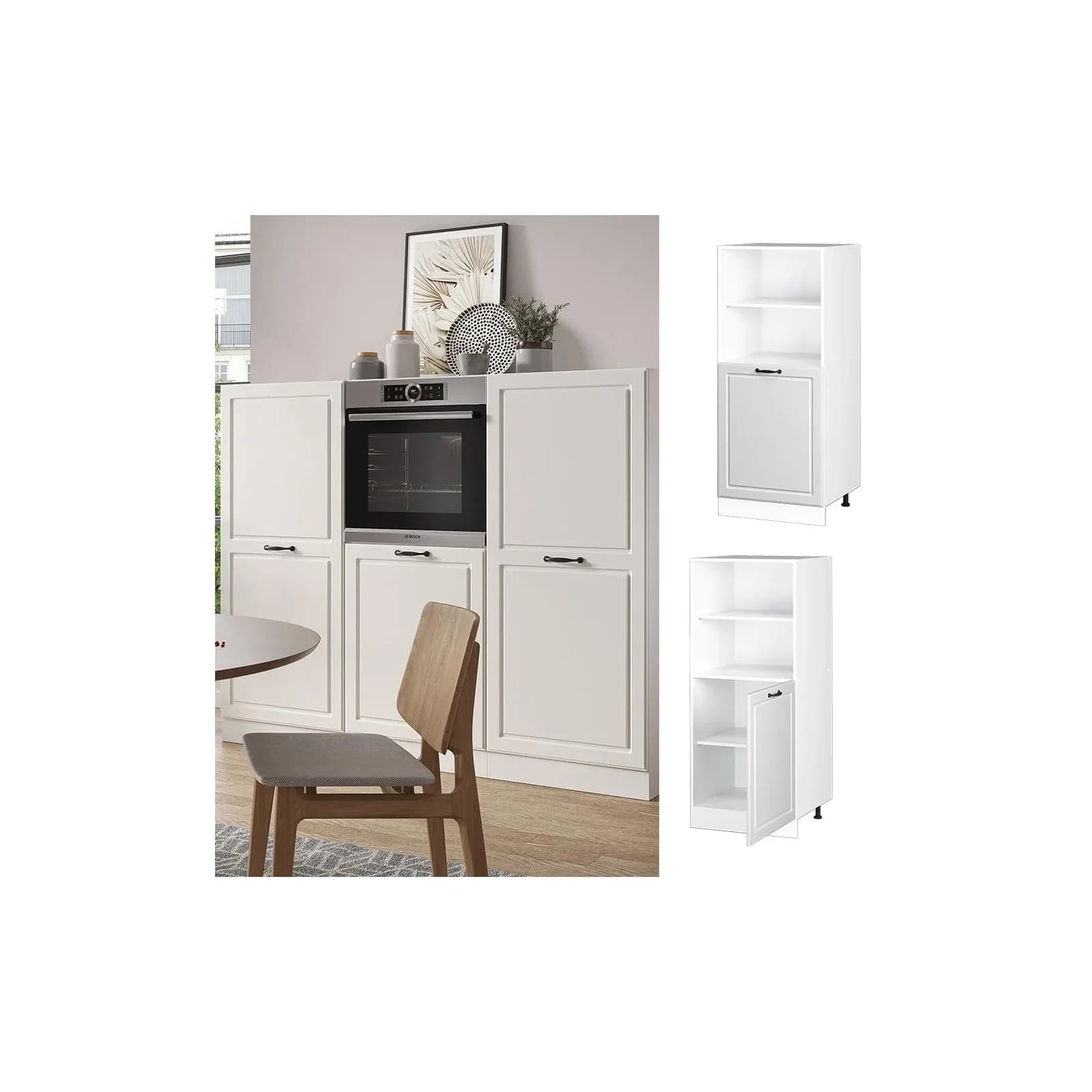 Vicco Backofenumbauschrank Küchenschrank R-Line Landhaus 60 cm Weiß