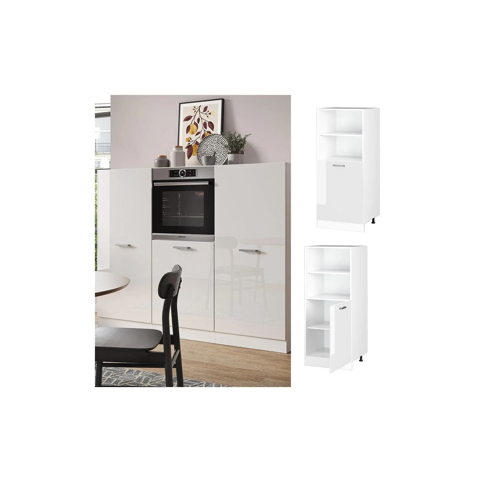 Vicco Herdumbauschrank R-Line Weiß Hochglanz 60 cm