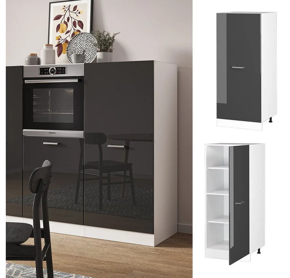 Vicco Hochschrank R-Line Anthrazit Hochglanz Weiß 60 cm - Bild 2