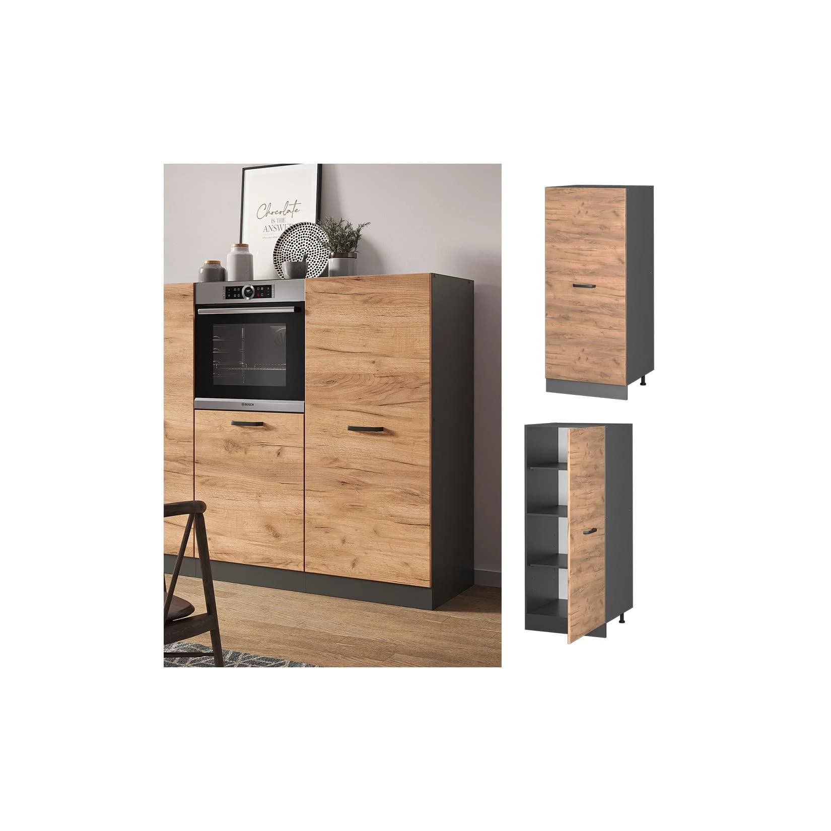 Vicco Backofenumbauschrank 60 cm Anthrazit Eiche Große Tür R-Line