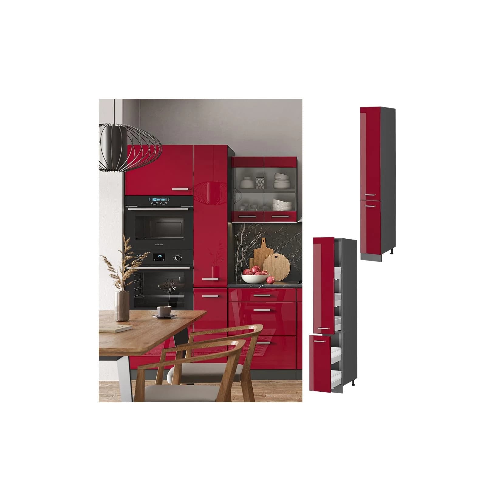 Vicco Apothekerhochschrank R-Line 30 cm Anthrazit Bordeaux