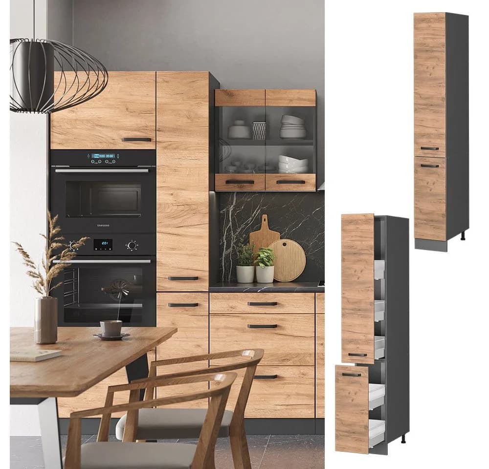 Vicco Apothekerhochschrank R-Line Anthrazit Eiche Hochschrank - Bild 2