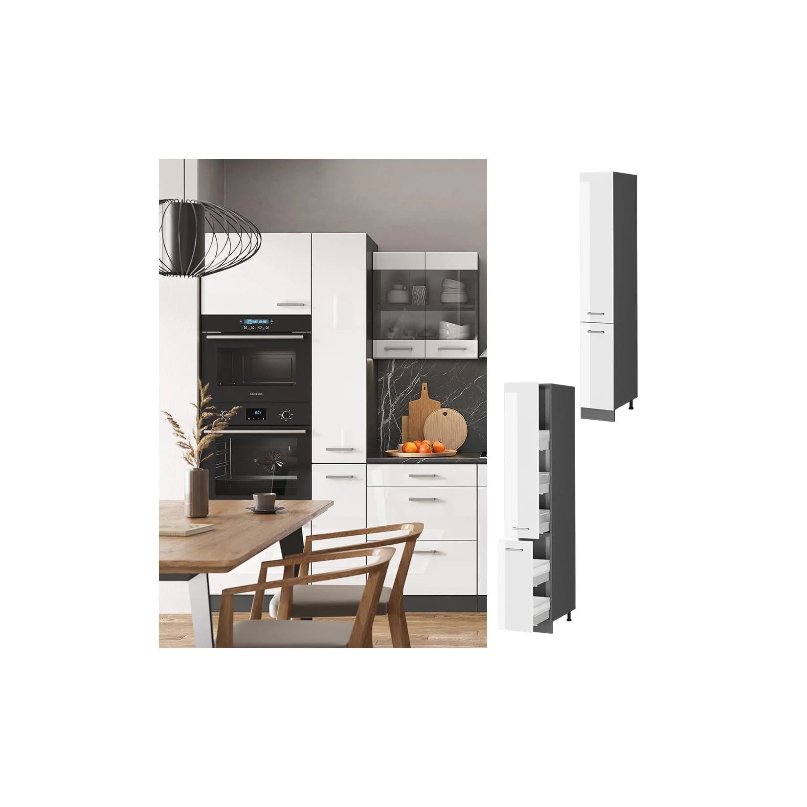 Vicco Apothekerhochschrank 30 cm Anthrazit Weiß R-Line