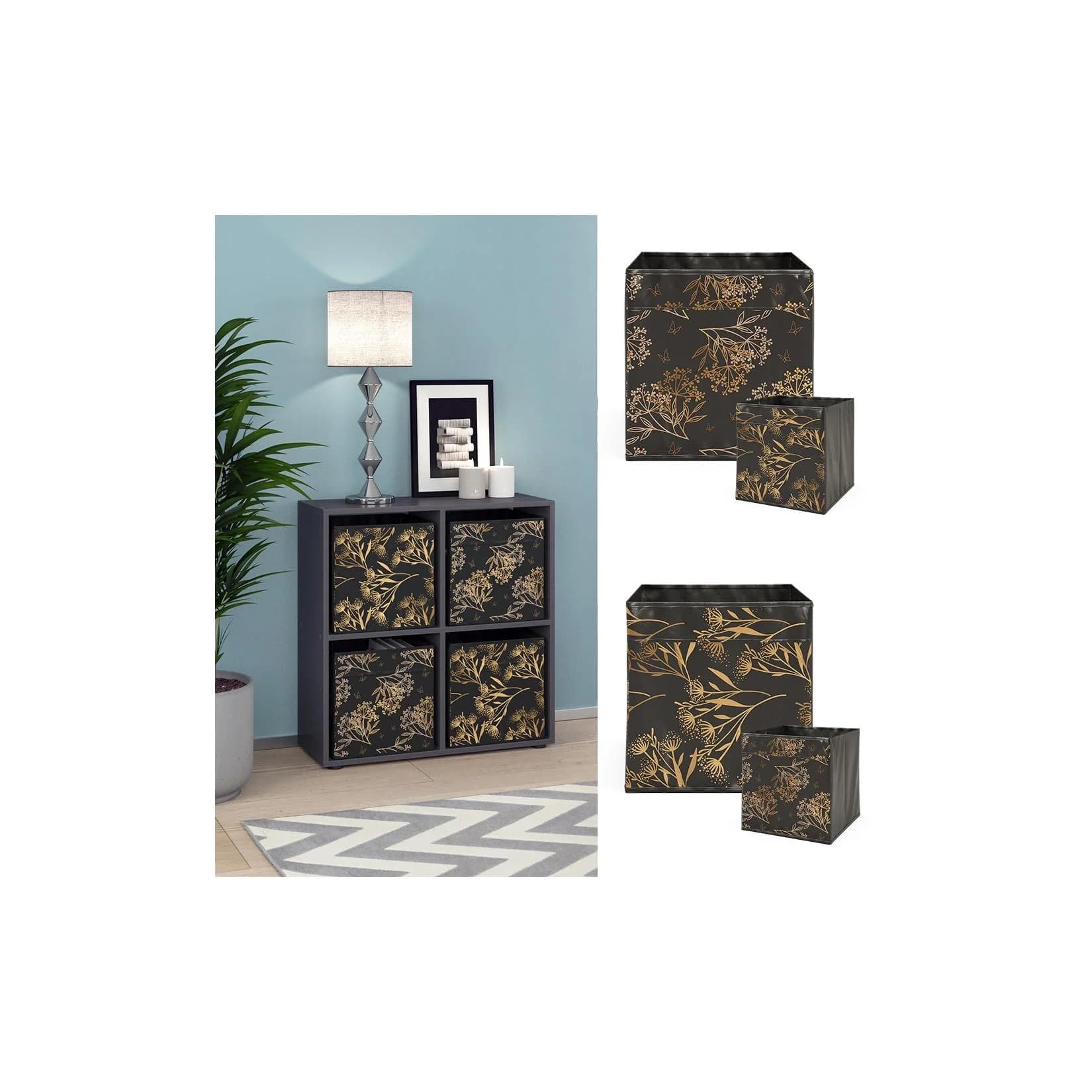 Vicco Raumteiler Tetra Schwarz 4-Fach Regal Modern