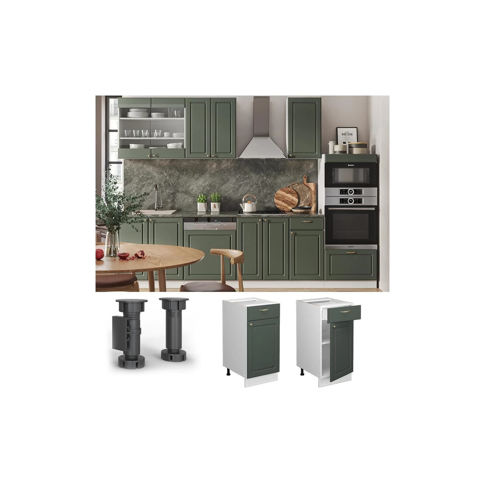Vicco Schubunterschrank Fame-Line Weiß Grün-Gold Landhaus 40 cm