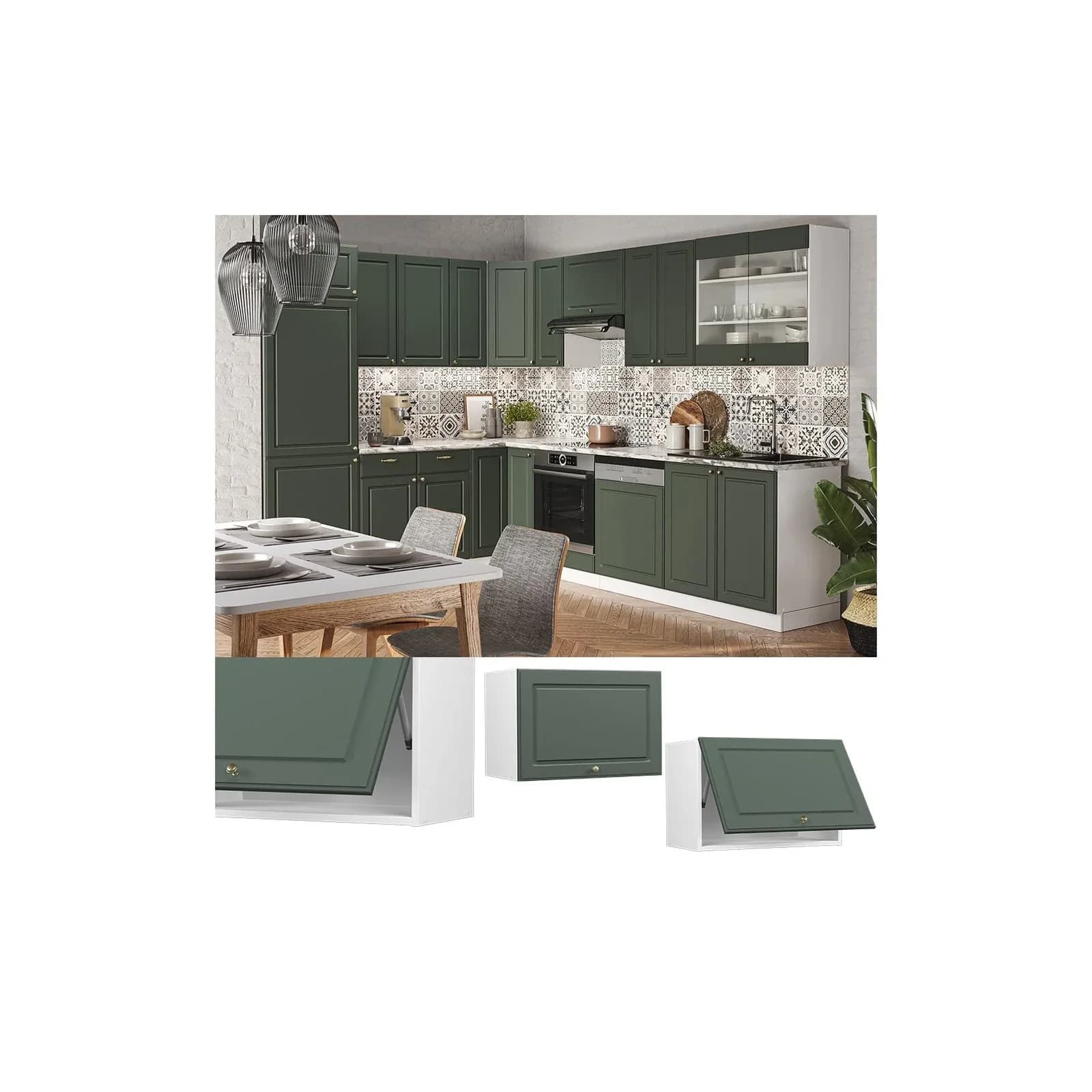 Vicco Hängeschrank Fame-Line Weiß Grün-Gold Landhaus Klapptür